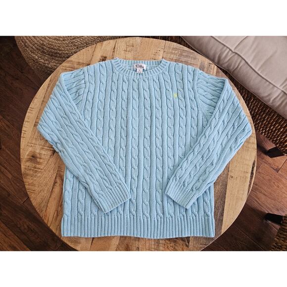 Lilly Pulitzer Cableknit Sweater Women's Size M Aqua Preppy - Picture 12 of 12